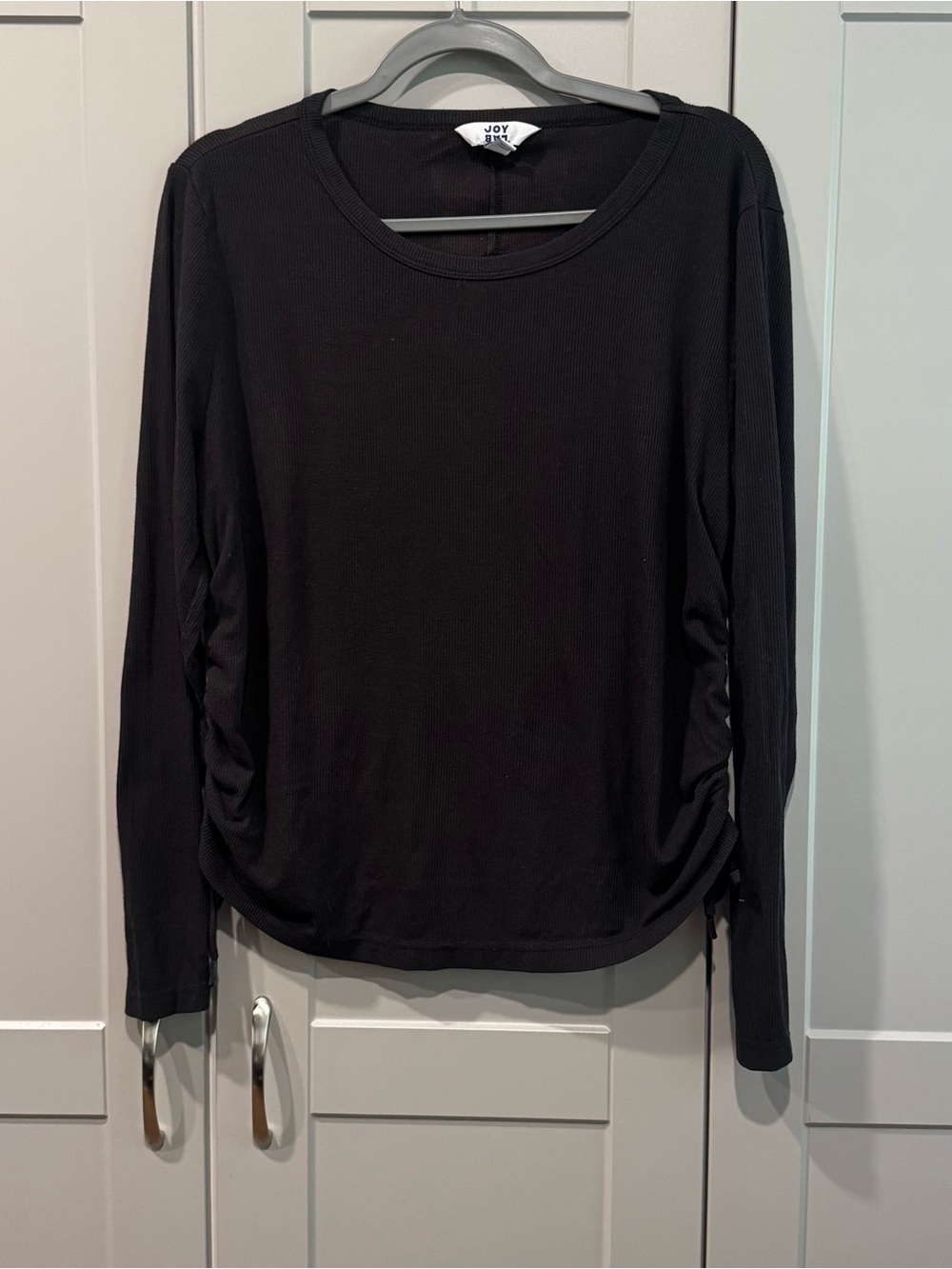 JoyLab Black Long-Sleeve Ruched Side Tee